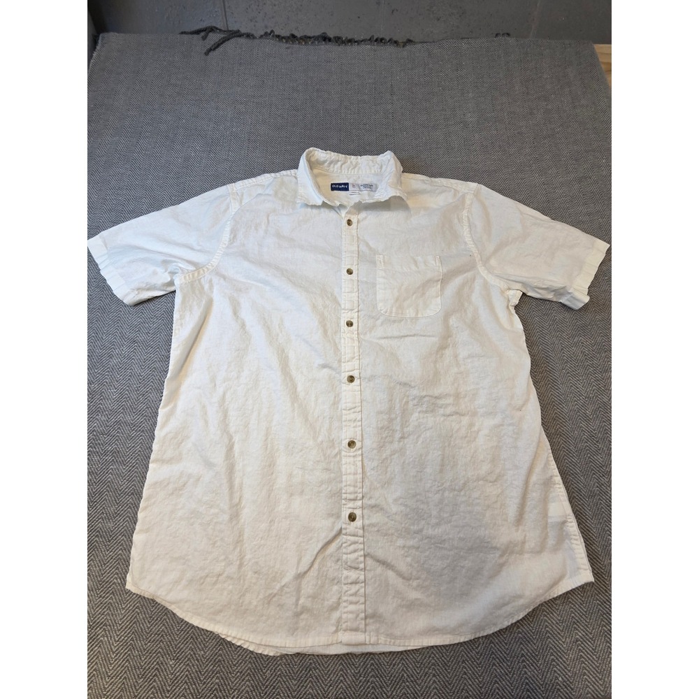 Old Navy Everyday Shirt Men's XL Tall White Linen Blend Short Sleeve Button Up